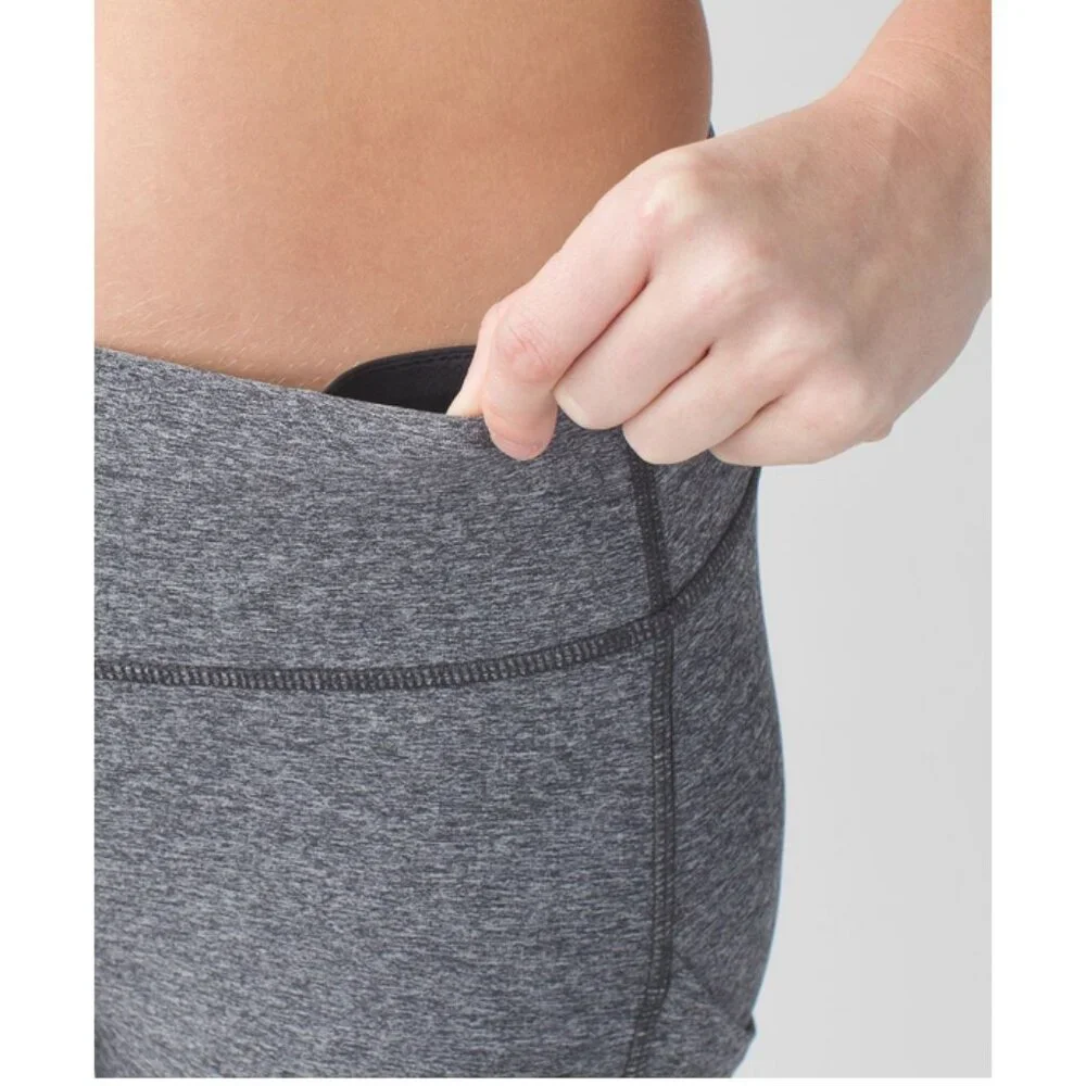 Lululemon Sz. 4 Heathered Black Speed Crop Legging